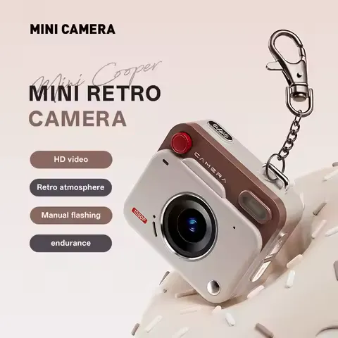 New CCD Retro Mini Digital Camera 1.77inch HD Student Campus Photo and Video High-definition Camera Keychain Boys Girls Gift