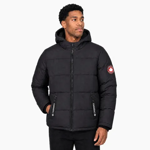 CANADA WEATHER GEAR Men's Fleece Lined Hooded Bubble Puffer Jacket