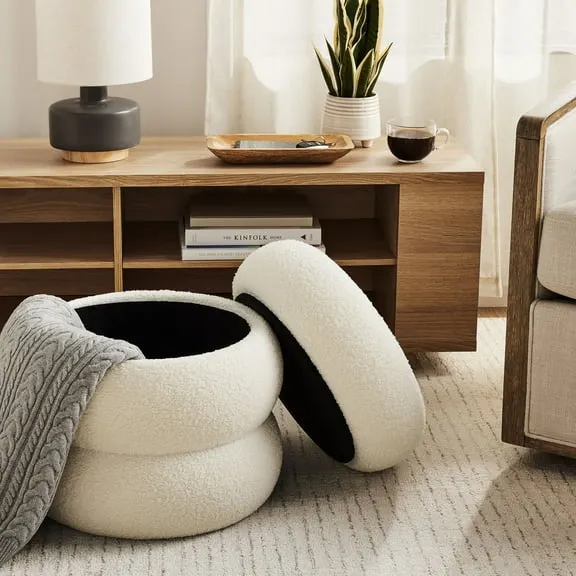 Rollback Mainstays Boucle Cloud Storage Ottoman, Cream $49.94 Was $58.97