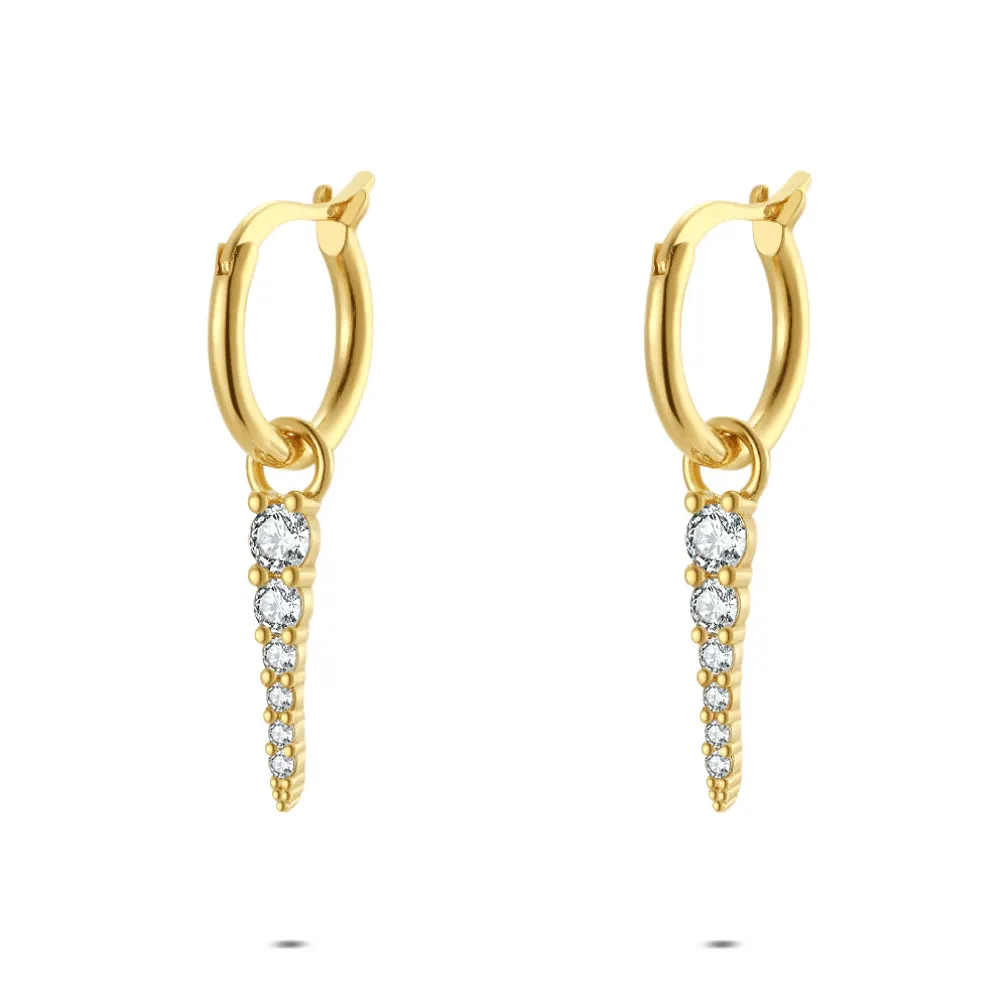 Oorbellen in zilver, hangend met zirkonia