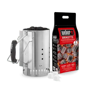 Ciminiera d'accensione WEBER H 31.6 cm , Ø 19 cm incluso 2Kg bricchetti + 3 cubetti