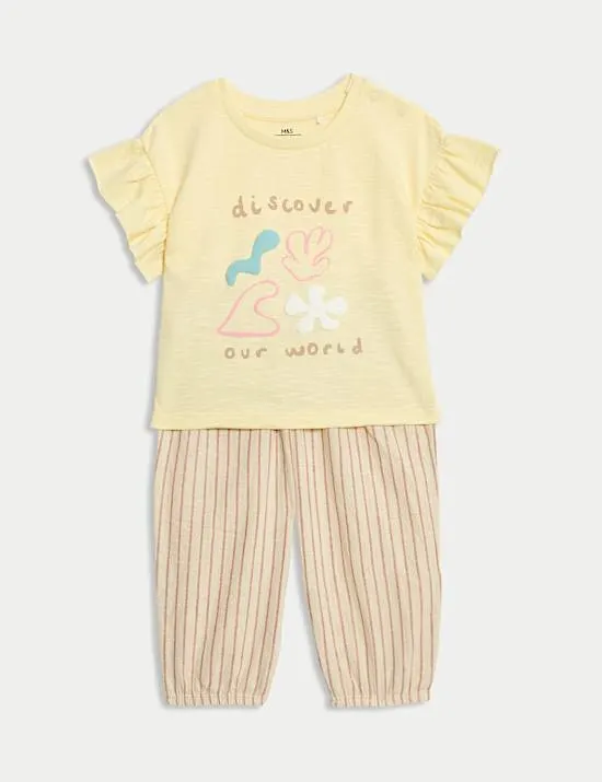 2-teiliges gestreiftes Outfit mit hohem Baumwollanteil (0–3 Jahre)
