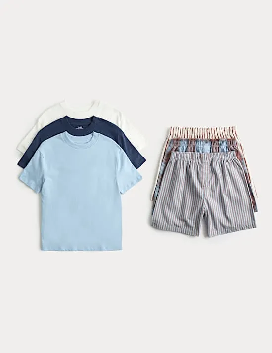 3er-Pack kurze Kinder-Schlafanzugsets mit hohem Baumwollanteil (6–16 Jahre)