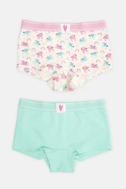 Kids 2-pack shorts bio katoen met eenhoorns - inSua