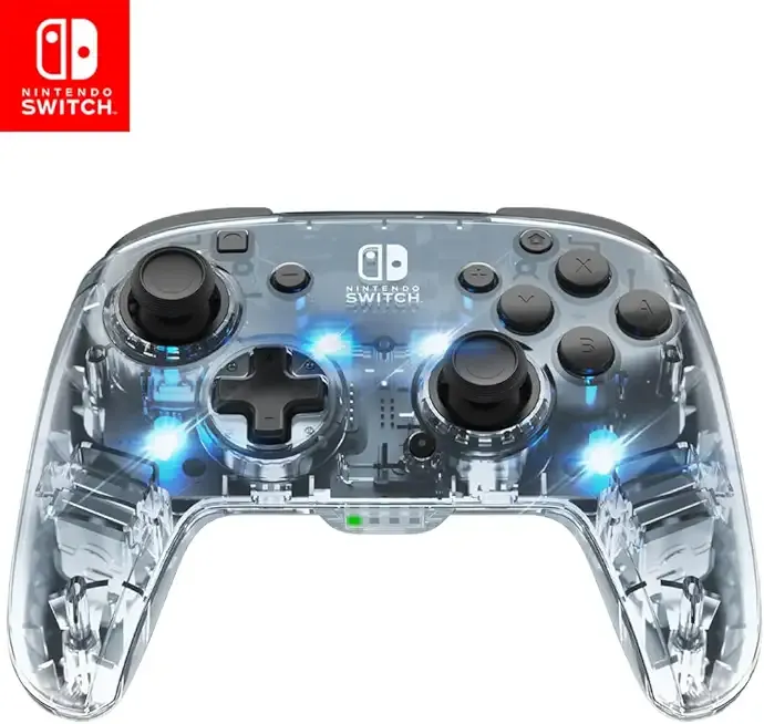 Afterglow Wireless RGB Controller - Nintendo Switch/Switch Lite/Switch - OLED Model, Nintendo Switch 2, Prismatic LED Lighting, Full Motion Control Gamepad, Customizable Paddle Buttons, Rechargeable Battery, Translucent