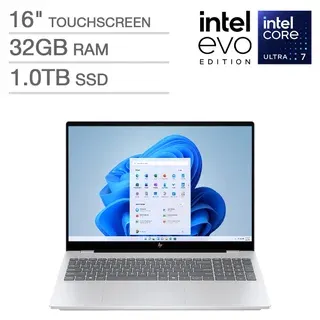 HP OmniBook 7 16" Touchscreen Laptop - Intel Evo Platform Powered by Intel Core Ultra 7 255H - 2K OLED 120Hz - 32GB Memory - 1TB SSD - Windows 11 Home