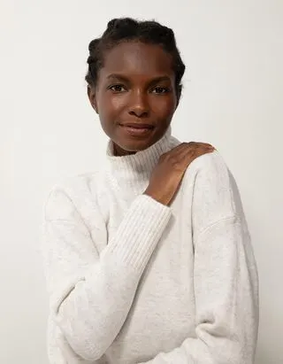 Maglione - Collo a mosca - bianco