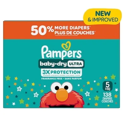 Baby Dry Ultra Diapers, Size 5, (20-37 lbs), 138 Count