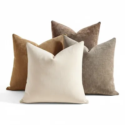 4-Pack 18-in Square Yellow and Orange Soft Decorative Chenille Throw Pillow Cover