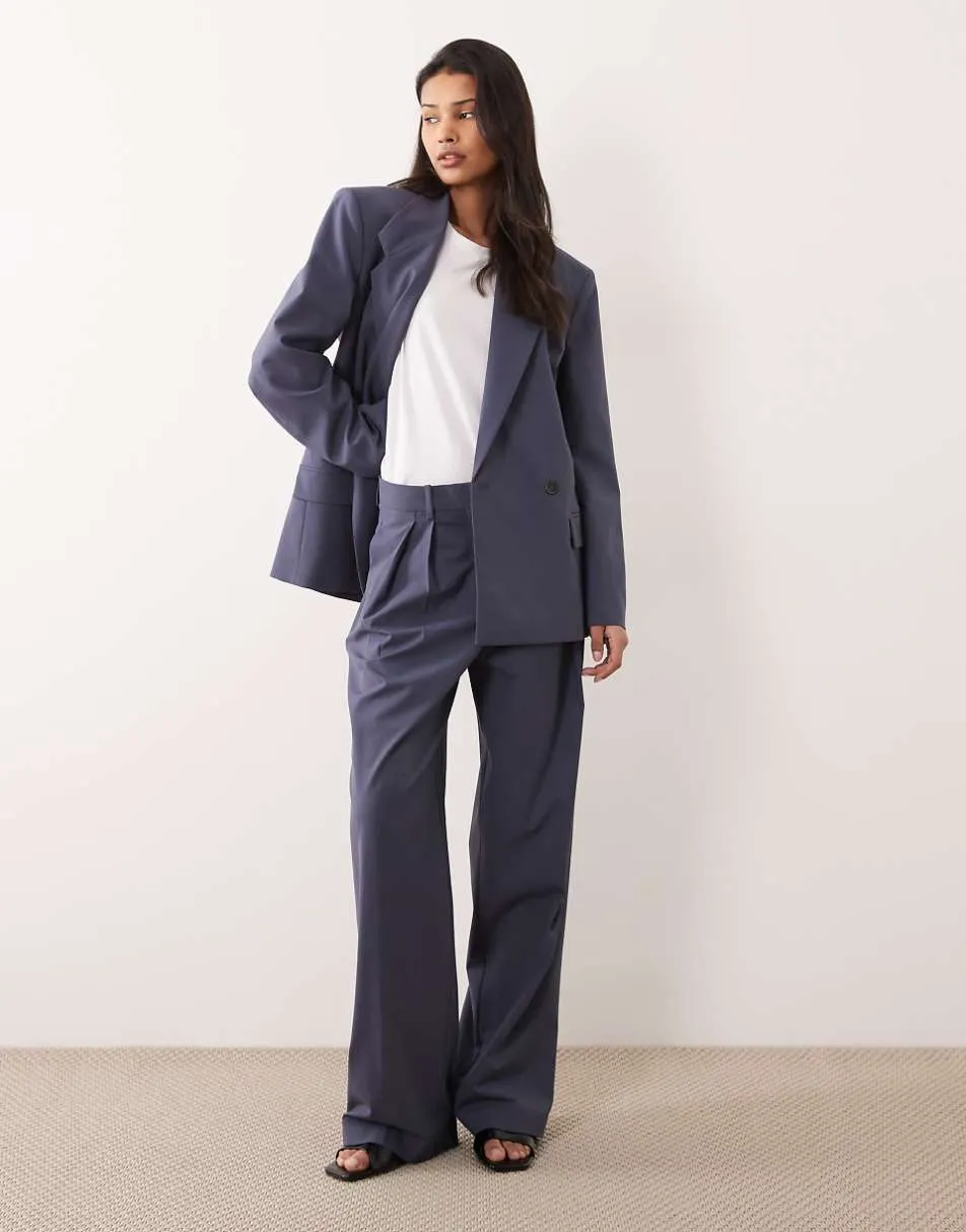 Mango Uma tailored barrel trouser co-ord in blue