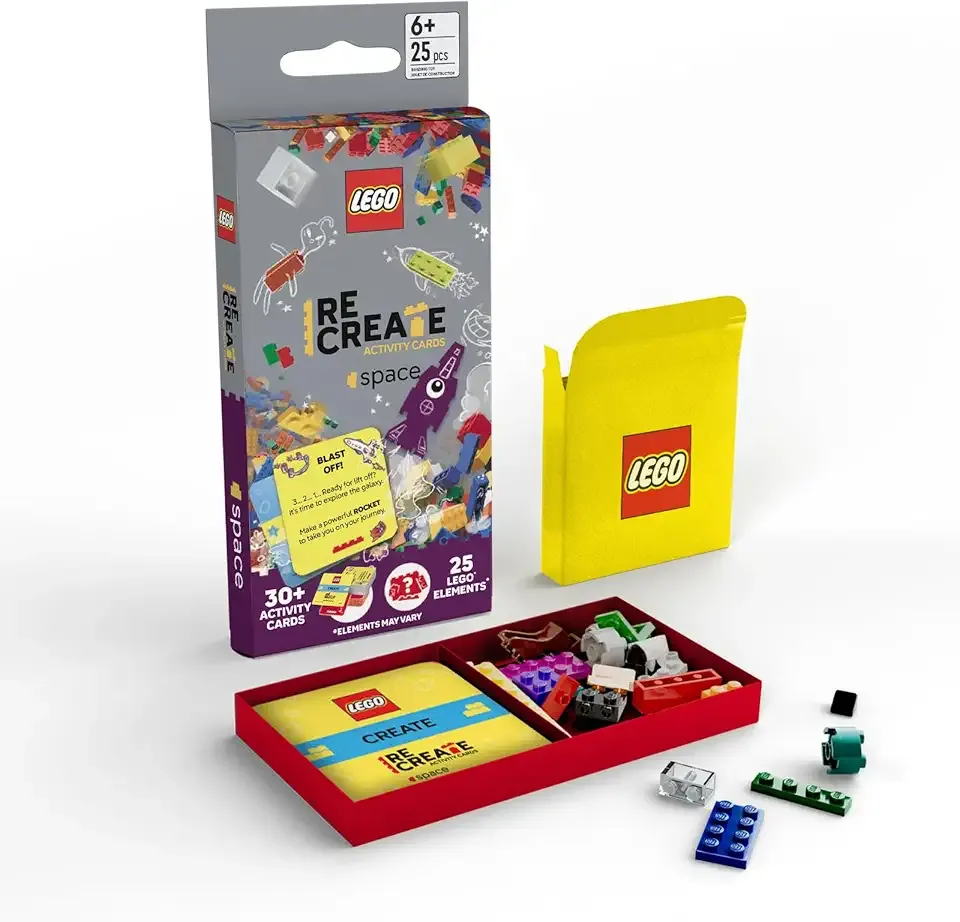 Lego Recreate Activity Cards – Space | Outer Space Building Game with 30+ Activity Cards & 25 Lego Elements | Ages 6+