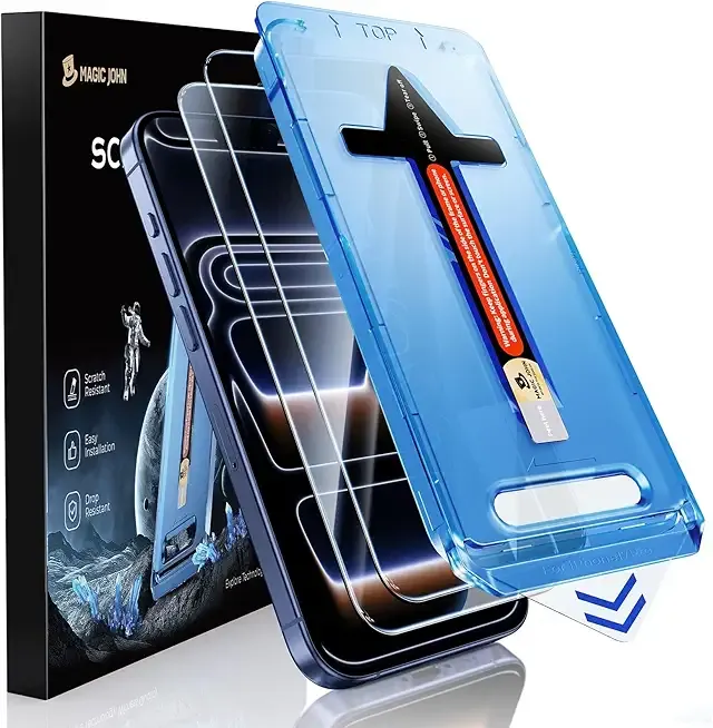 MAGIC JOHN 2 Pack for iPhone 17 Pro 6.3 inch Tempered Glass Screen Protector, Auto Dust-Elimination, Bubble Free, HD Clear, Easy Installation, 【17Pro 6.3''】