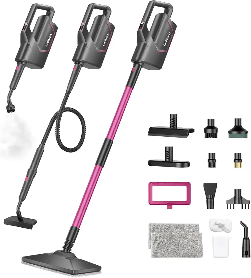 12-in-1 Steam Mop, Steam Cleaner Detachable, Extendable Hose, 23FT Power Cord, 440ml Removable Tank, 260°F Floor Steamer, 3-Level Control, Multi-Purpose for Hardwood, Tile, Grout, Windows, Kitchen