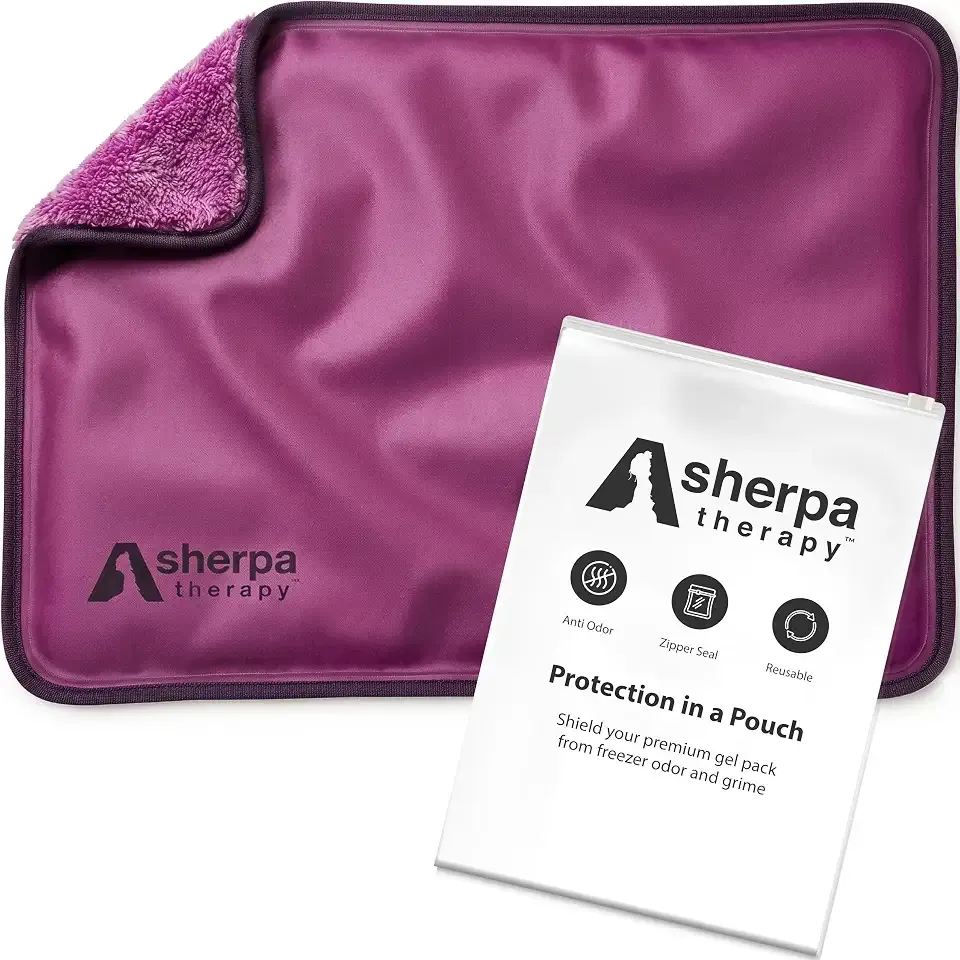 Flexible Hot and Cold Gel Pack, Large 12" x 15" | Reusable soft gel ice pack for injuries, recovery, dual-sided plush, medical grade for back, shoulder & muscle relief, purple