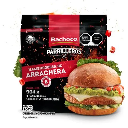 Hamburgesa de arrachera Bachoco 904g