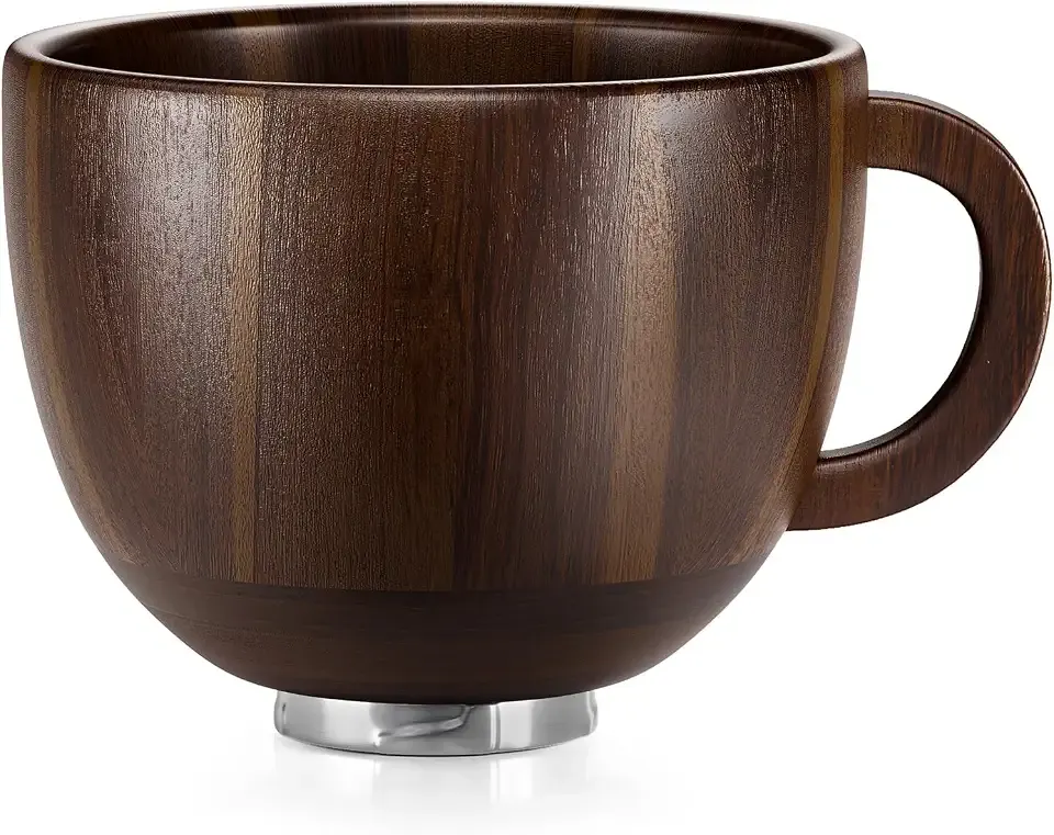 SpaceAid Wooden Bowl with Handle, Kitchen Space Aid Acacia Wood Mixing Bowls Holder for Stand Mixer, Compatible with 4.5 & 5 QT Tilt-Head Models Kitchen, Natural Wood