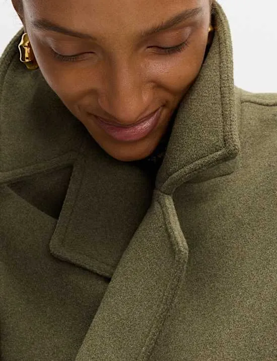 Wool Blend Single Breasted Coat