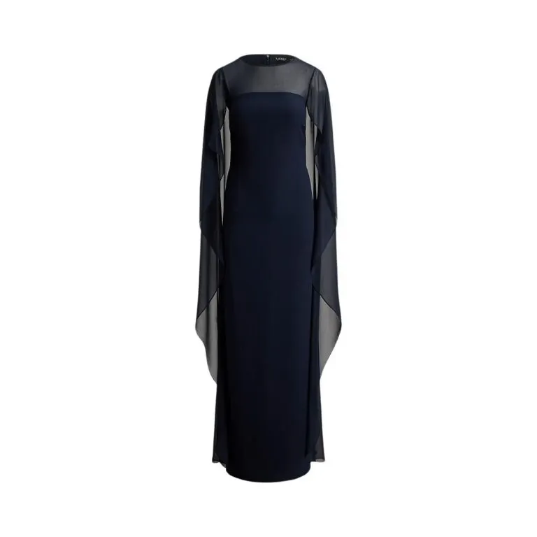Cape Georgette Gown - Marine
