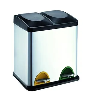 Cubo de basura acero con 2 compartimentos de 15L