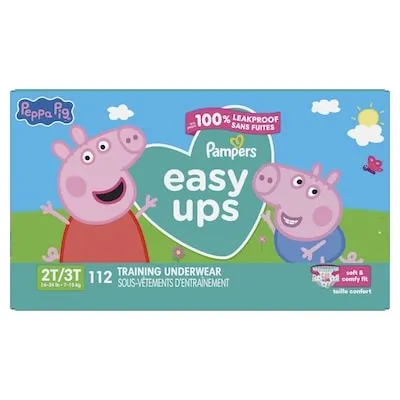 Easy Ups Training Underwear Peppa Pig Size 4 2T-3T, 112 Count
