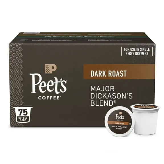 Peet's Coffee Major Dickason's Blend Premium Dark Roast Single Serve Coffee Pods, 75 Count