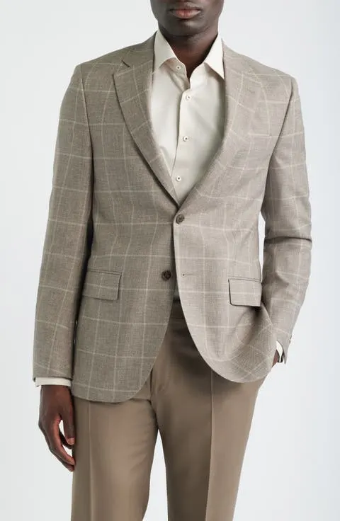 Flynn Classic Fit Tan Plaid Wool Sport Coat