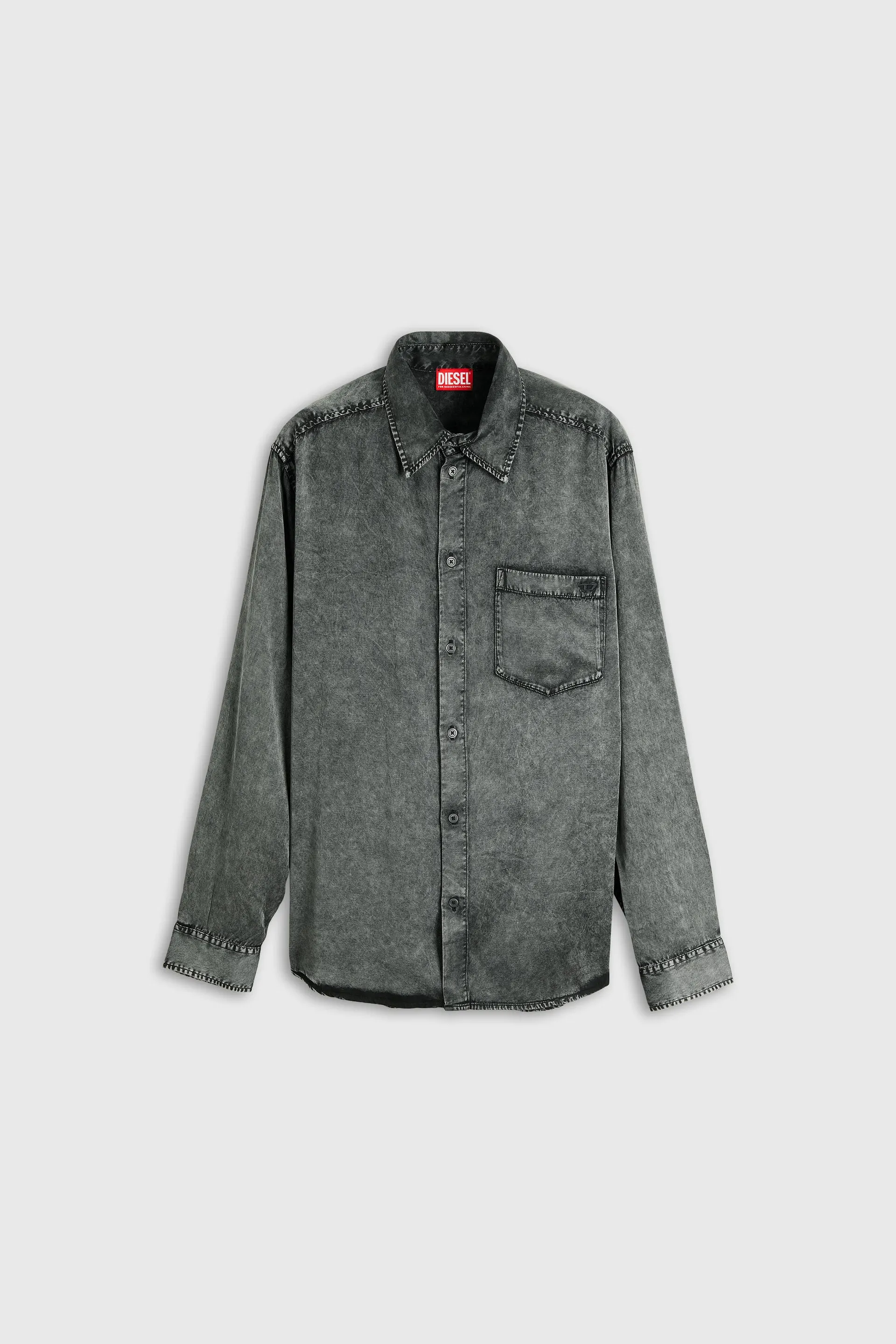 Fluid shirt in denim-effect viscose