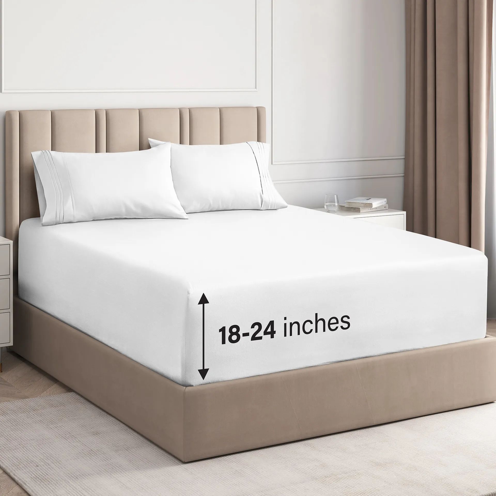 Queen White Extra Deep Pocket 4-Piece Bed Sheet Set