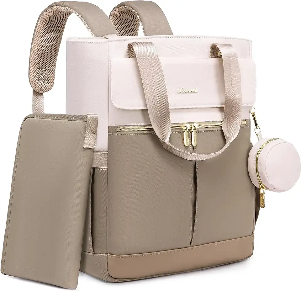 LOVEVOOK Diaper Bag Backpack,Diaper Bag Tote with Insulated Pockets,Baby Bag for Girl Boy with Changing Pad,Large Baby Bag with Pacifier Case,15.6 Inch Anti-Theft Laptop Backpack for Women