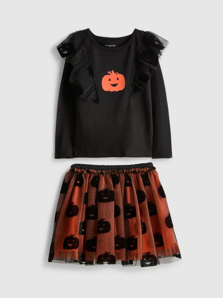 1–9 ans | Chemisier citrouille et jupe tutu Halloween