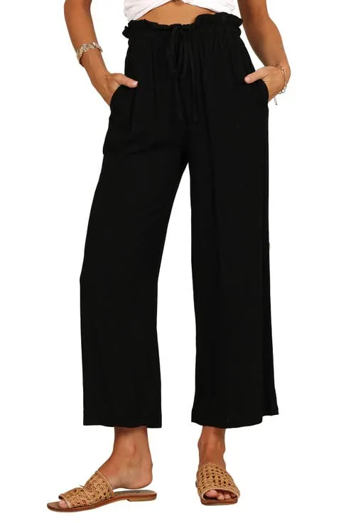 Hawthorne Linen Blend Wide Leg Crop Pants