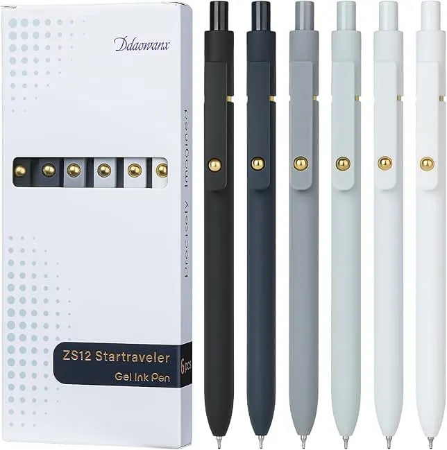 Ddaowanx Gel Pens,6 Pcs 0.7mm Retractable Quick Dry Black Ink Pens | Fine Point Smooth Writing Pens for Teachers,Cute Stationery Office&Sc…