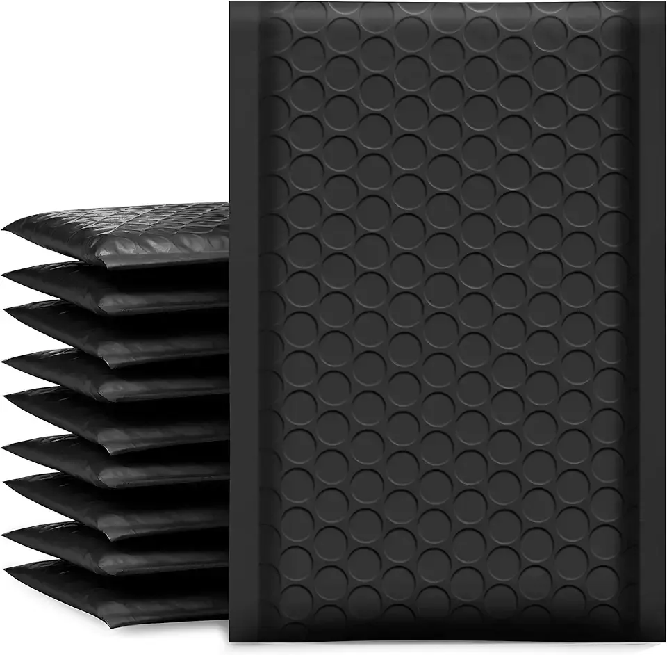 UCGOU Bubble Mailers 4x8 Inch Black 50 Pack Usable Size 4x7 Padded Envelopes Small Business Mailing Package Opaque Self Seal Adhesive Waterproof Boutique Shipping Bags for Jewelry Makeup Supplies #000