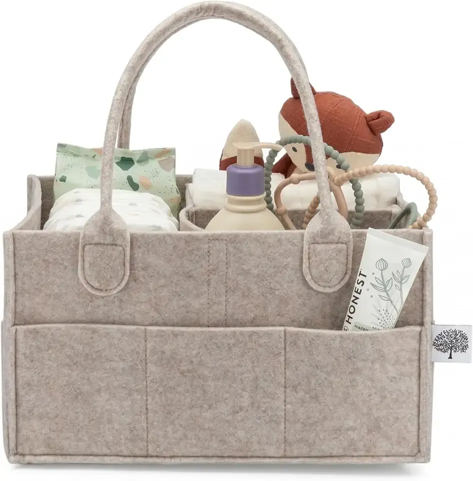 Parker Baby Diaper Caddy - Nursery Storage Bin and Car Organizer for Diapers and Baby Wipes - Oatmeal, Regular