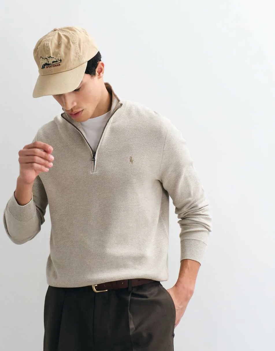 Polo Ralph Lauren standard fit half-zip sweater in light brown