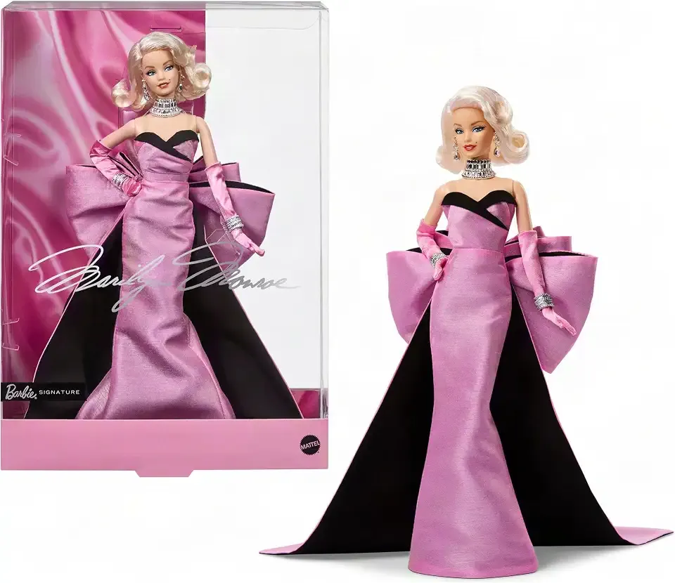Marilyn Monroe Signature Collectible Doll | Wearing Pink Dress Including Oversized Bow, Doll Sculpted to Likeness With Blonde Hair, Wearing Look from Film