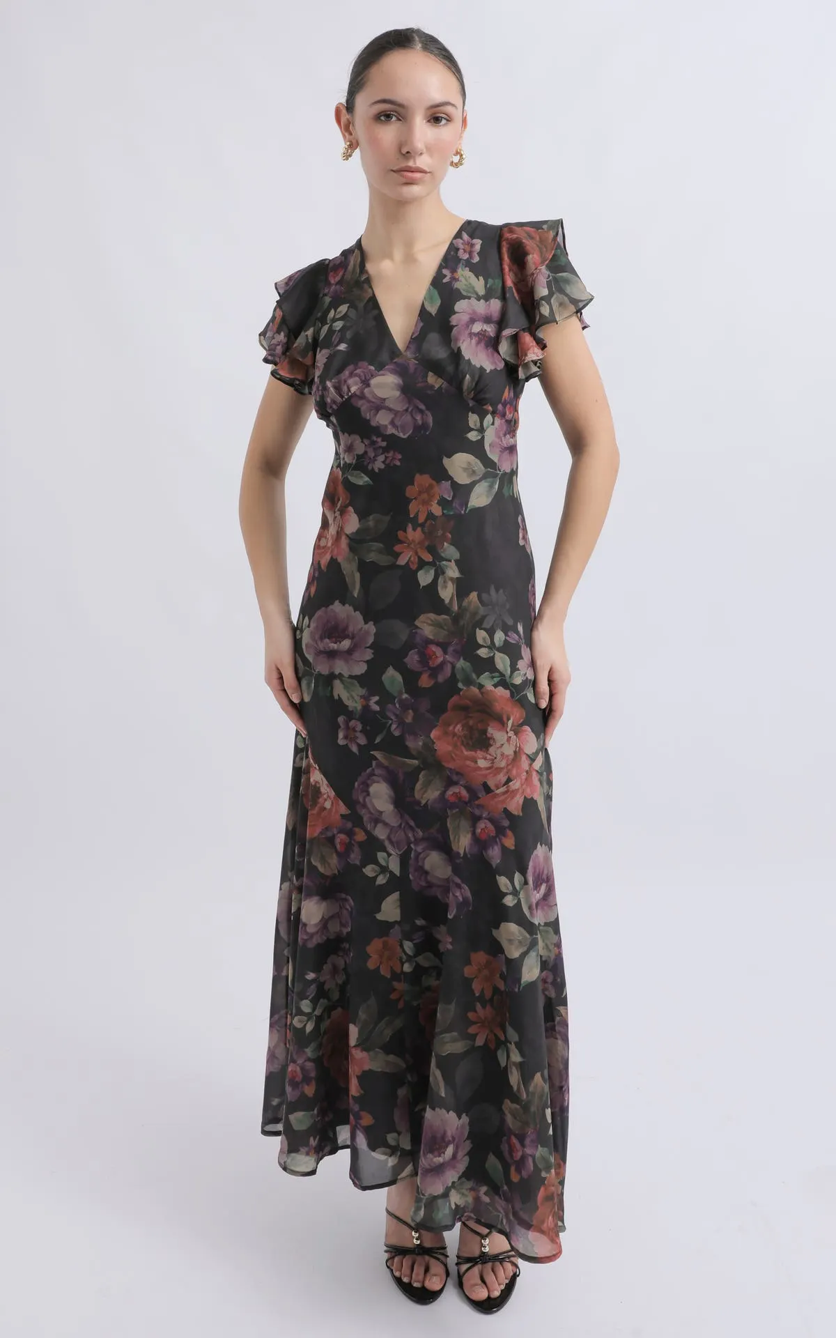 Chiffon Flutter Seam Detail Maxi