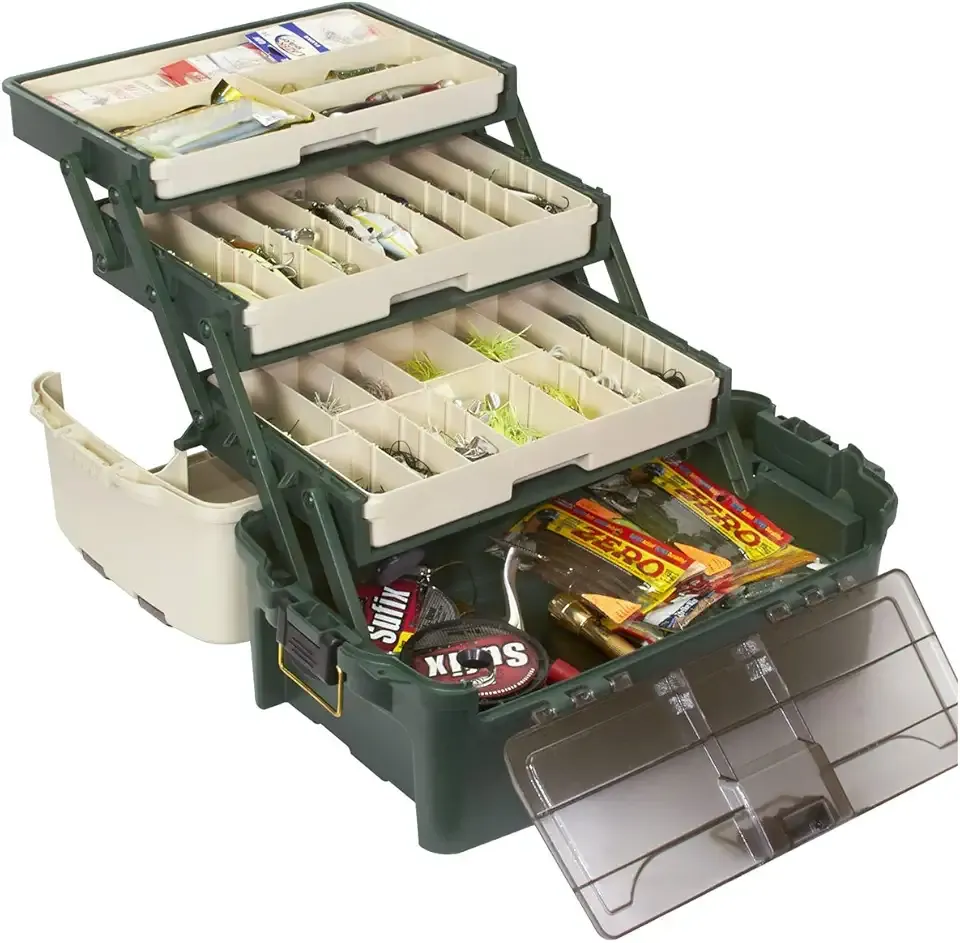 Plano Hybrid Hip Tackle System, One Size, White and Green, Premium Tackle Storage with Removable Drawers, Fits StowAway Utility Boxes, Storage for Fishing