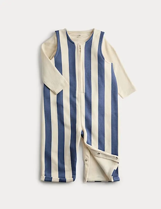 Jersey Striped Dungaree Outfit (0-3 Yrs)
