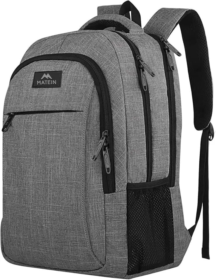 Travel Laptop Backpack, Business Anti Theft Slim Sturdy Laptops Backpack Personal Item Bag, Water Resistant College School Computer Bag Gift for Men & Women Fits 15.6 Inch Notebook, Grey