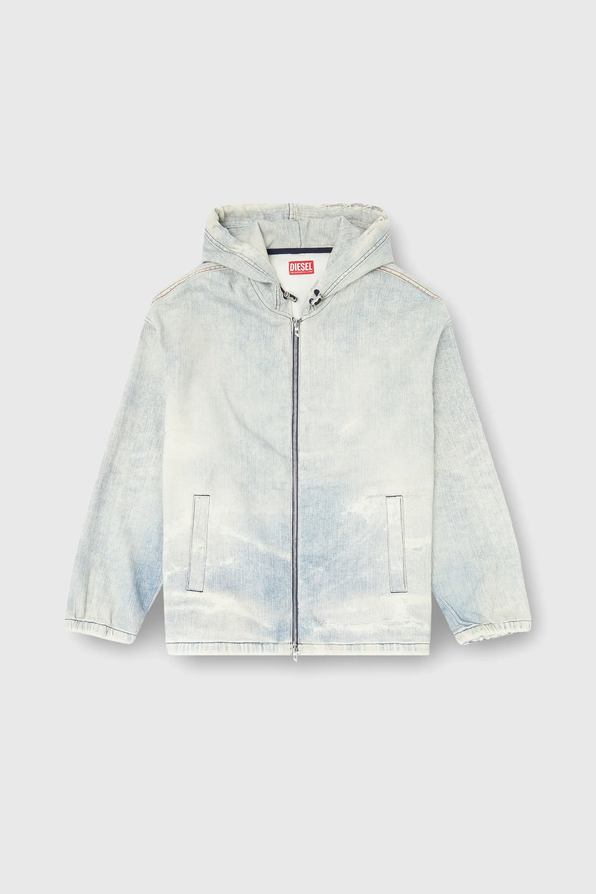 Hooded JoggJeans jacket with trompe l’oeil
