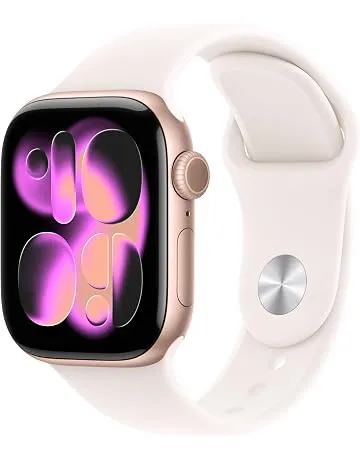 Apple Watch Series 11 [GPS 42mm] Smartwatch with Rose Gold Aluminum Case with Light Blush Sport Band - S/M. Sleep Score, Fitness Tracker, Health Monitoring, Always-On Display, Water Resistant