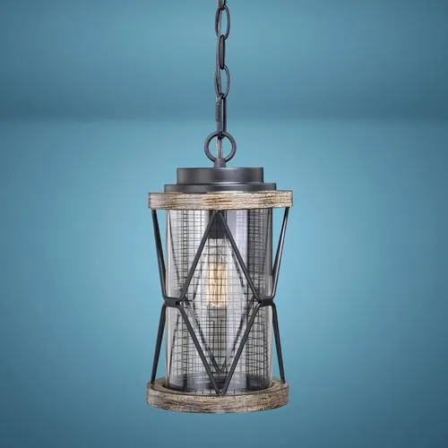 Patriot Lighting® Bodhi Black & Replica Wood Outdoor Pendant Light