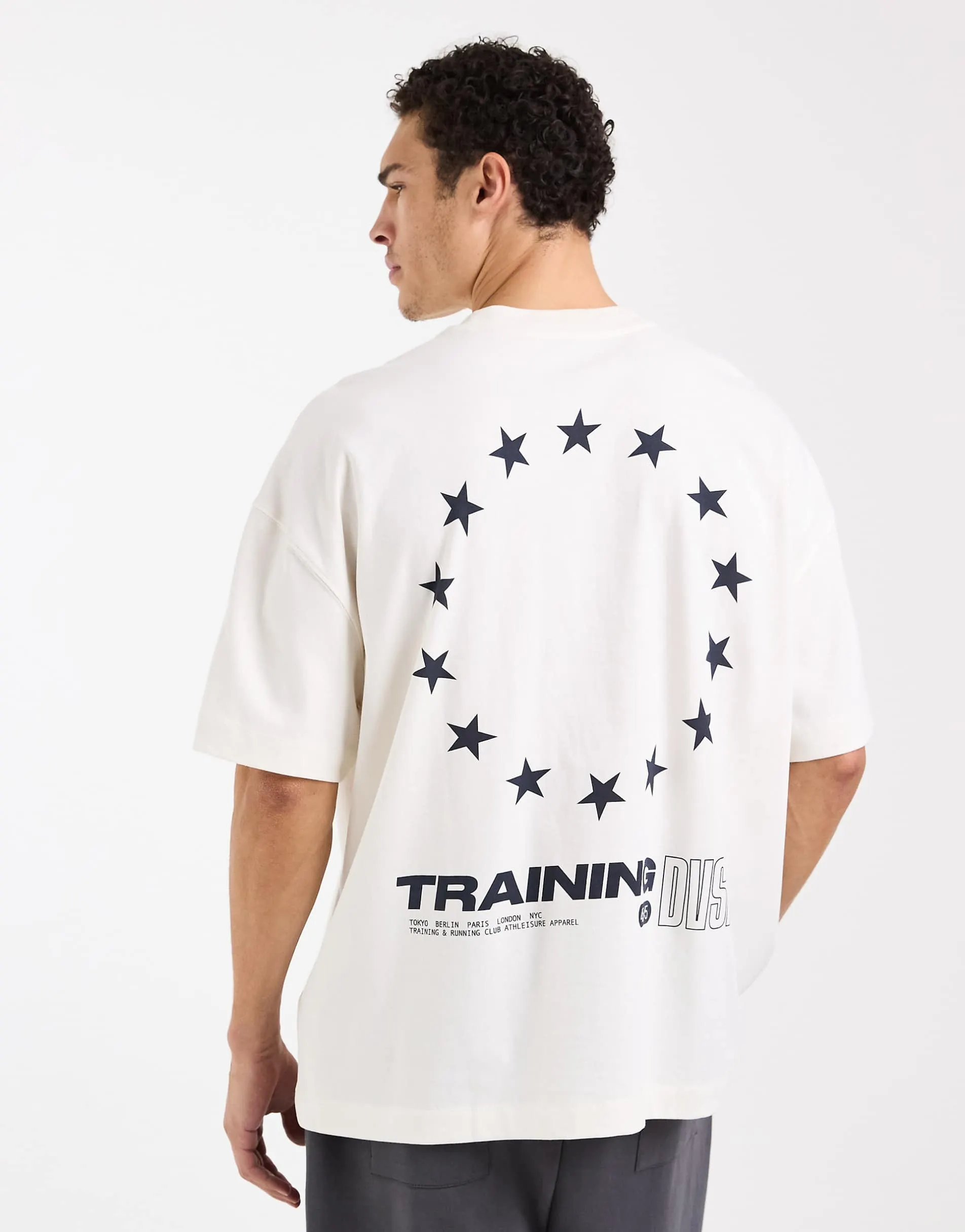 4505 heavyweight cotton oversized t-shirt with back graphic and quick dry finish in off white
