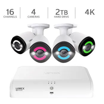 Lorex 4K Ultra HD 16-Channel 2TB Wired NVR System with 4 IP Cameras