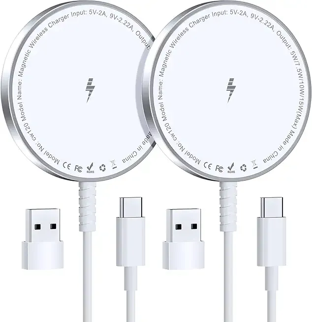 for MagSafe Charger: Magnetic Wireless Charging Pad for iPhone 17 16 15 14 13 12 Series & AirPods 4-2 Pro, Strong Magnet, Aluminum Alloy, USB-C/A Ports, Ultra-Thin & Portable, Ideal for Desk & Bedside
