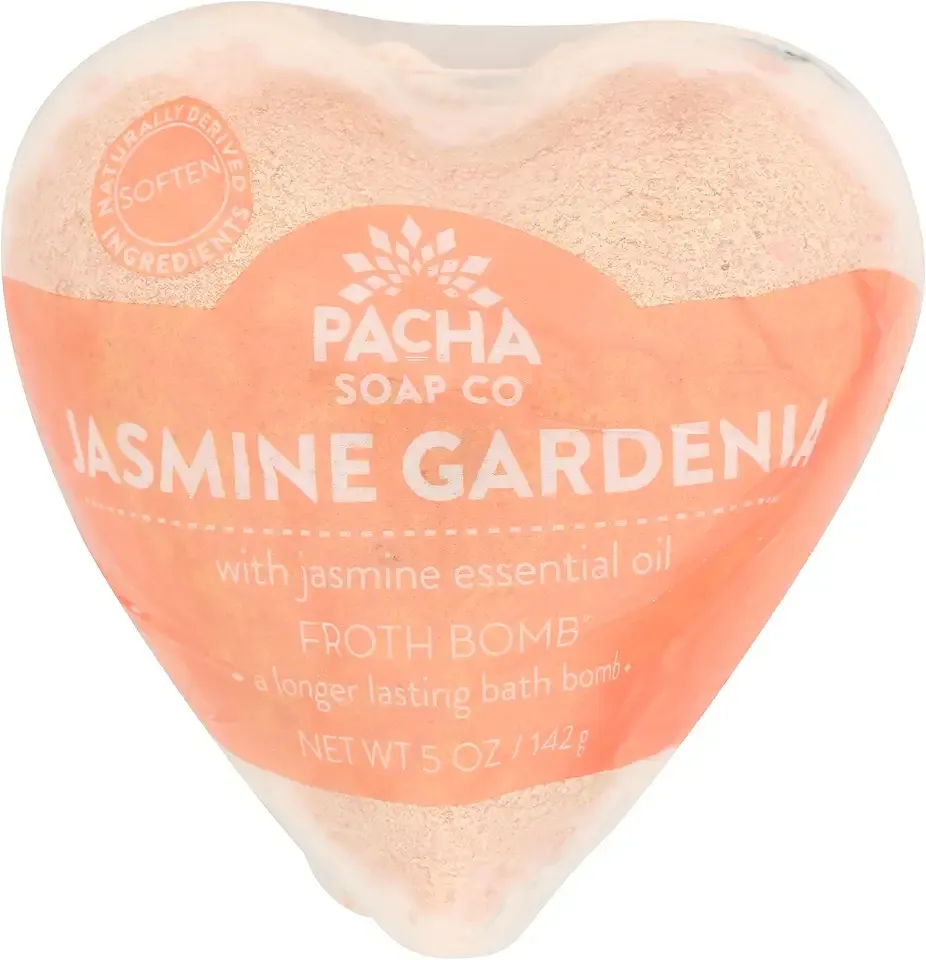Pacha Soap Jasmine Gardenia Heart Froth Bomb, 5 Oz