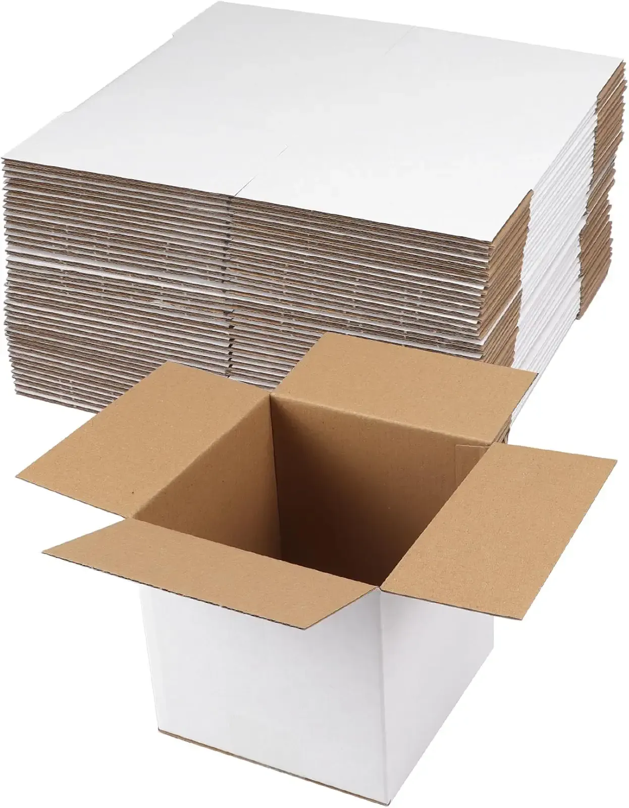 Hoikwo 6x6x6 Shipping Boxes Set of 40, White Corrugated Cardboard Box for Small Business for Packaging Mailing