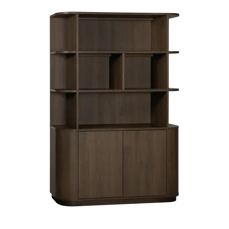 Wandkast Valento - 143 cm - Lamulux Bruin Oak - 2 deuren, 4 open vak
