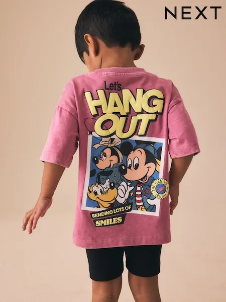 Pink/Black Mickey Mouse T-Shirt and Shorts Set (3mths-8yrs)